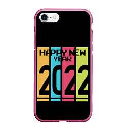 Чехол iPhone 7/8 матовый Просто и со вкусом 2022 новый год, цвет: 3D-малиновый