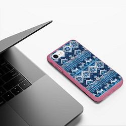 Чехол iPhone 7/8 матовый Christmas Pattern, цвет: 3D-малиновый — фото 2