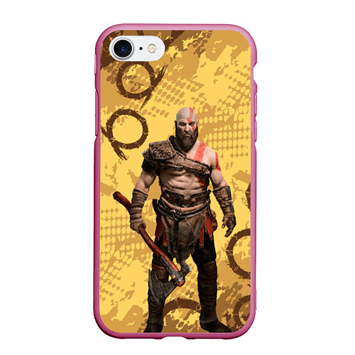 Чехол iPhone 7/8 матовый God of War Kratos Год оф Вар Кратос / 3D-Малиновый – фото 1