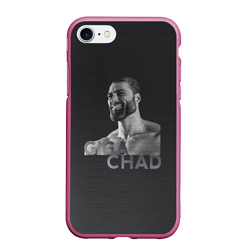 Чехол iPhone 7/8 матовый Giga Chad / 3D-Малиновый – фото 1
