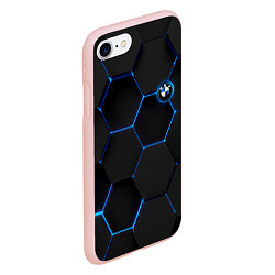 Чехол iPhone 7/8 матовый BMW blue neon theme, цвет: 3D-светло-розовый — фото 2