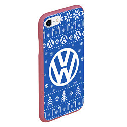 Чехол iPhone 7/8 матовый Volkswagen Новогодний, цвет: 3D-малиновый — фото 2