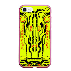 Чехол iPhone 7/8 матовый Cyberpunk 2077 YELLOW, цвет: 3D-малиновый