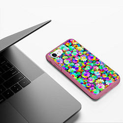 Чехол iPhone 7/8 матовый Rainbow flowers, цвет: 3D-малиновый — фото 2