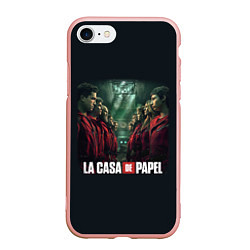 Чехол iPhone 7/8 матовый ПЕРСОНАЖИ БУМАЖНЫЙ ДОМ - LA CASA DE PAPEL, цвет: 3D-светло-розовый