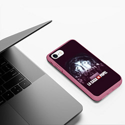 Чехол iPhone 7/8 матовый БУМАЖНЫЙ ДОМ ПЕРСОНАЖИ - LA CASA DE PAPEL, цвет: 3D-малиновый — фото 2