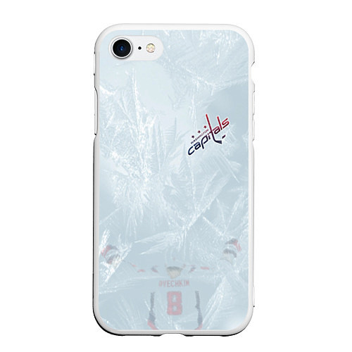 Чехол iPhone 7/8 матовый Washington Capitals Grey Ice theme / 3D-Белый – фото 1