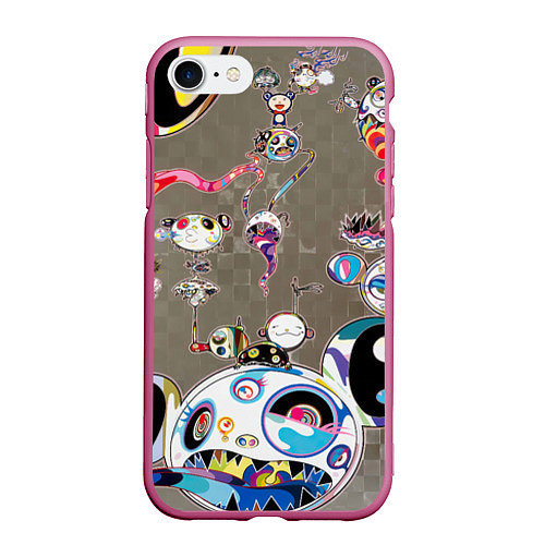 Чехол iPhone 7/8 матовый Takashi Murakami арт с языками / 3D-Малиновый – фото 1