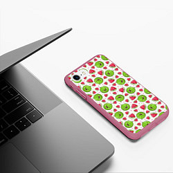 Чехол iPhone 7/8 матовый Арбузы, много арбузов!, цвет: 3D-малиновый — фото 2