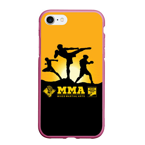 Чехол iPhone 7/8 матовый ММА Mixed Martial Arts / 3D-Малиновый – фото 1