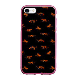 Чехол iPhone 7/8 матовый Тигры паттерн Tigers pattern, цвет: 3D-малиновый