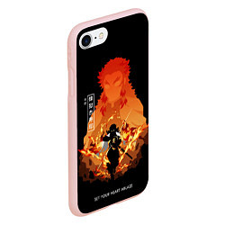 Чехол iPhone 7/8 матовый Ренгоку Кенджуро пылай клинок демонов, цвет: 3D-светло-розовый — фото 2