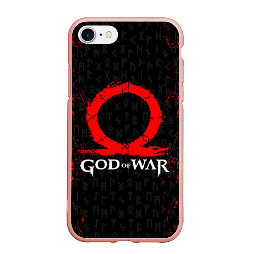 Чехол iPhone 7/8 матовый GOD OF WAR КРАТОС ЛОГО / 3D-Светло-розовый – фото 1