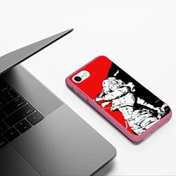 Чехол iPhone 7/8 матовый Микаса в красно черном цвете, цвет: 3D-малиновый — фото 2
