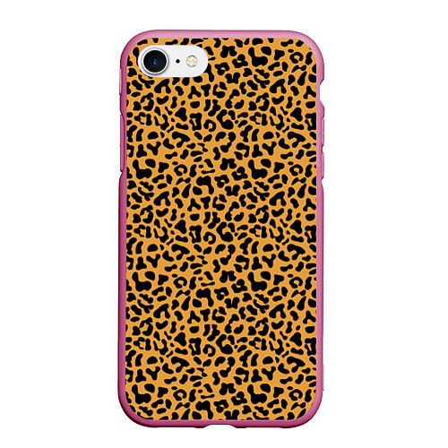 Чехол iPhone 7/8 матовый Леопард Leopard / 3D-Малиновый – фото 1