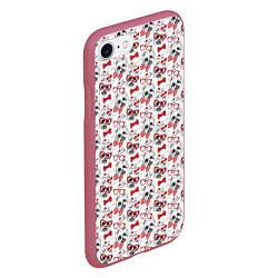 Чехол iPhone 7/8 матовый Собачка Йорк, цвет: 3D-малиновый — фото 2