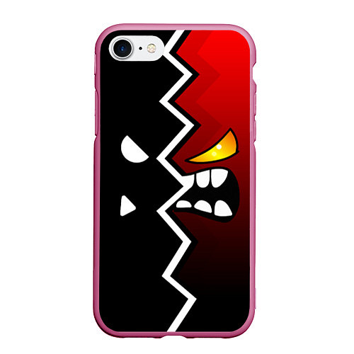 Чехол iPhone 7/8 матовый Geometry Dash: Black x Red / 3D-Малиновый – фото 1