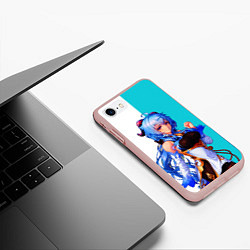 Чехол iPhone 7/8 матовый Гань Юй стоит и стесняется Genshin Impact, цвет: 3D-светло-розовый — фото 2