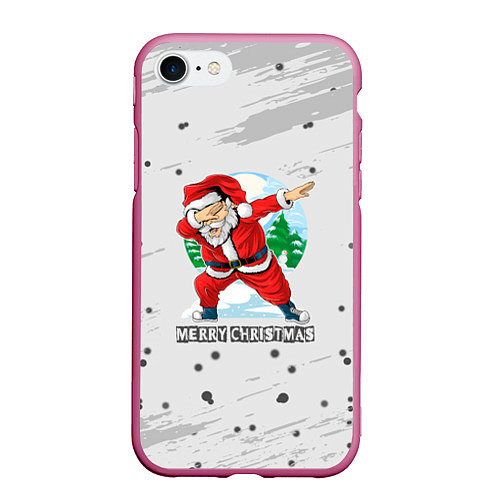 Чехол iPhone 7/8 матовый Merry Christmas Santa Dabbing / 3D-Малиновый – фото 1