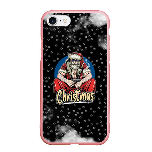 Чехол iPhone 7/8 матовый Merry Christmas Santa с пистолетом / 3D-Баблгам – фото 1