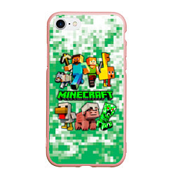 Чехол iPhone 7/8 матовый Minecraft персонажи мобы