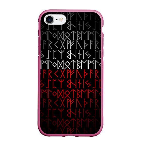 Чехол iPhone 7/8 матовый Славянская символика Руны / 3D-Малиновый – фото 1