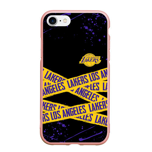 Чехол iPhone 7/8 матовый LAKERS LOGO БРЫЗГИ КРАСОК / 3D-Светло-розовый – фото 1