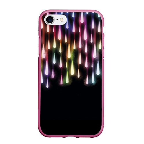 Чехол iPhone 7/8 матовый Праздничные Огни / 3D-Малиновый – фото 1