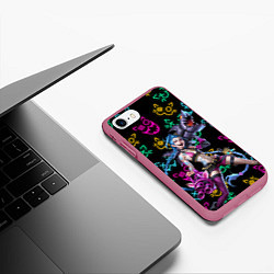 Чехол iPhone 7/8 матовый JINX ARCANE NEON MEOW! LOL, цвет: 3D-малиновый — фото 2