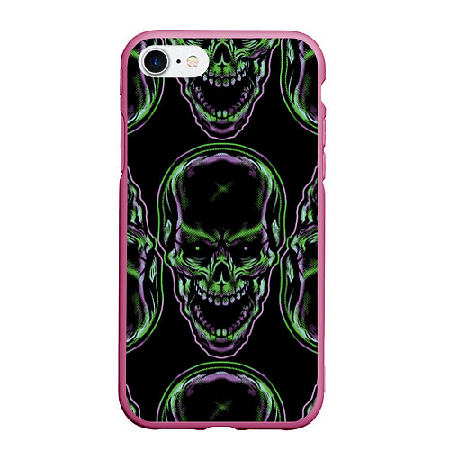 Чехол iPhone 7/8 матовый Skulls vanguard pattern 2077 / 3D-Малиновый – фото 1
