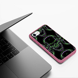 Чехол iPhone 7/8 матовый Skulls vanguard pattern 2077, цвет: 3D-малиновый — фото 2