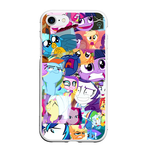 Чехол iPhone 7/8 матовый My Little Pony Персонажи / 3D-Белый – фото 1