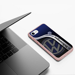 Чехол iPhone 7/8 матовый Volkswagen Фольксваген, цвет: 3D-светло-розовый — фото 2