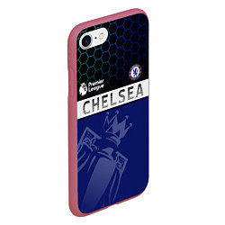 Чехол iPhone 7/8 матовый FC Chelsea London ФК Челси Лонон, цвет: 3D-малиновый — фото 2