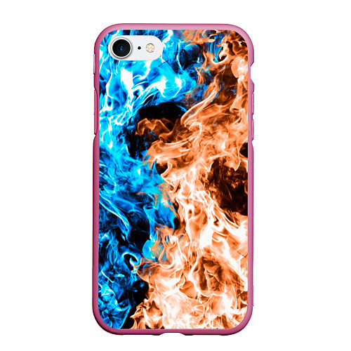 Чехол iPhone 7/8 матовый Огненное пламя / 3D-Малиновый – фото 1