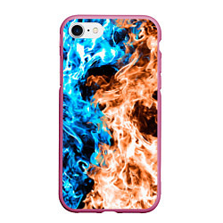 Чехол iPhone 7/8 матовый Огненное пламя, цвет: 3D-малиновый