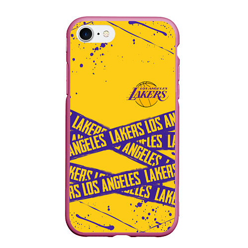 Чехол iPhone 7/8 матовый LAKERS SPORT LINE STYLE NBA / 3D-Малиновый – фото 1