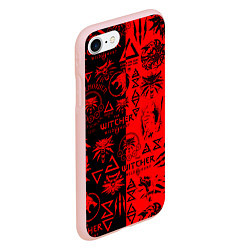 Чехол iPhone 7/8 матовый THE WITCHER LOGOBOMBING BLACK RED, цвет: 3D-светло-розовый — фото 2