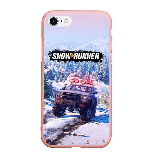 Чехол iPhone 7/8 матовый SnowRunner Гонки по бездорожью / 3D-Светло-розовый – фото 1