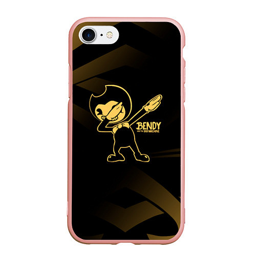 Чехол iPhone 7/8 матовый Bendy and the ink machine золотистый / 3D-Светло-розовый – фото 1