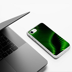 Чехол iPhone 7/8 матовый Волны изумрудного металла, цвет: 3D-белый — фото 2