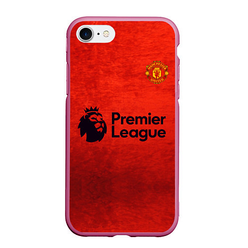 Чехол iPhone 7/8 матовый MU Manchester United MU / 3D-Малиновый – фото 1