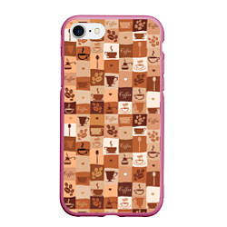 Чехол iPhone 7/8 матовый Кофейная Символика, цвет: 3D-малиновый