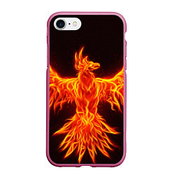 Чехол iPhone 7/8 матовый ОГНЕННЫЙ ФЕНИКС FIRE PHOENIX, цвет: 3D-малиновый