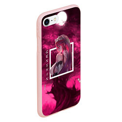 Чехол iPhone 7/8 матовый Розария Rosaria, Genshin Impact Геншин импакт, цвет: 3D-светло-розовый — фото 2