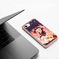 Чехол iPhone 7/8 матовый КЛИ ГЕРОИНЯ ГЕНШИН ИМПАКТ, НЕОНОВЫЕ СИМВОЛЫ, цвет: 3D-светло-розовый — фото 2