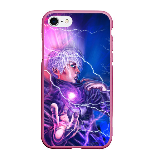 Чехол iPhone 7/8 матовый Gojo Satoru Jujutsu Kaisen / 3D-Малиновый – фото 1