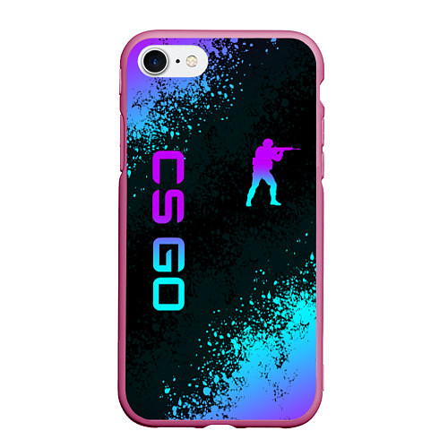 Чехол iPhone 7/8 матовый CS GO NEON SYMBOL STYLE SKIN КС ГО НЕОН / 3D-Малиновый – фото 1