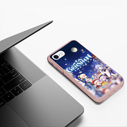 Чехол iPhone 7/8 матовый НОВЫЙ ГОД В ГЕНШИН ИМПАКТ 2022 MERRY CHRISTMAS GEN, цвет: 3D-светло-розовый — фото 2