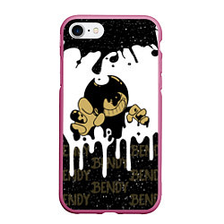 Чехол iPhone 7/8 матовый КРУТОЙ BENDY AND THE INK MACHINE, цвет: 3D-малиновый